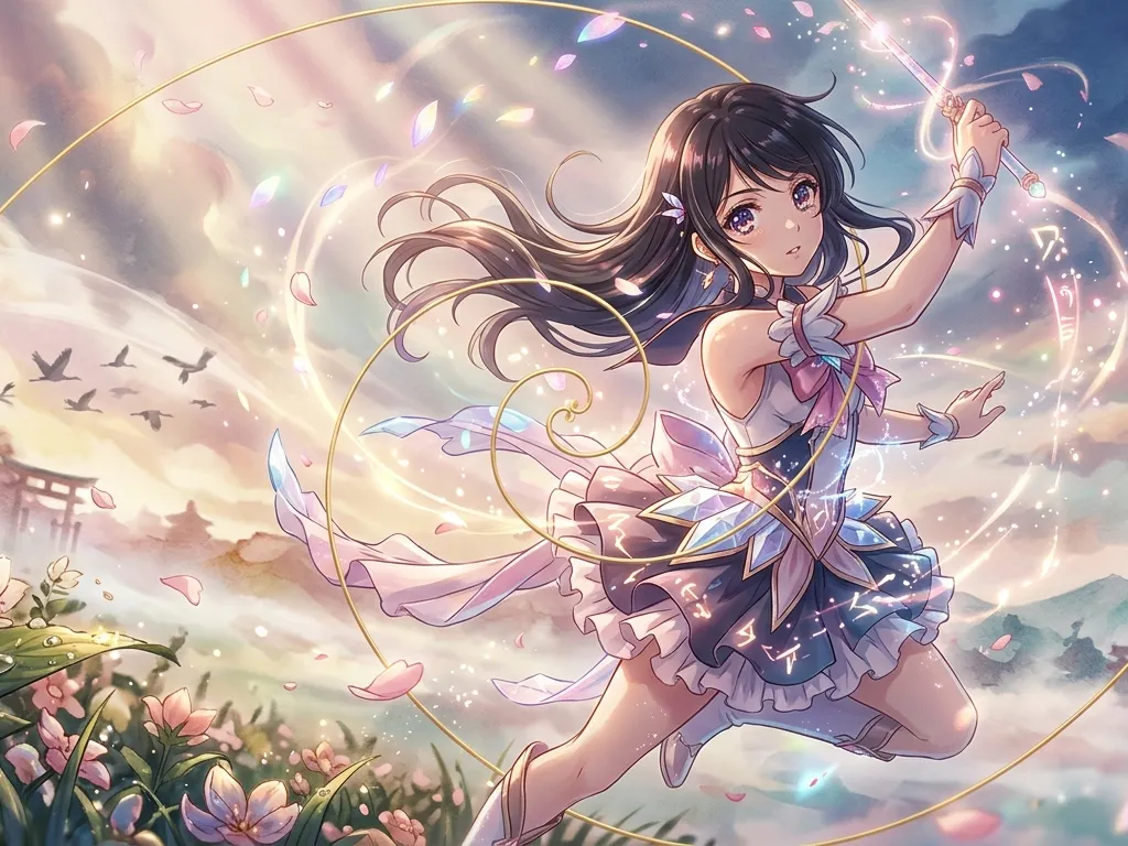 Golden Spiral Magical Girl Anime Key Visual