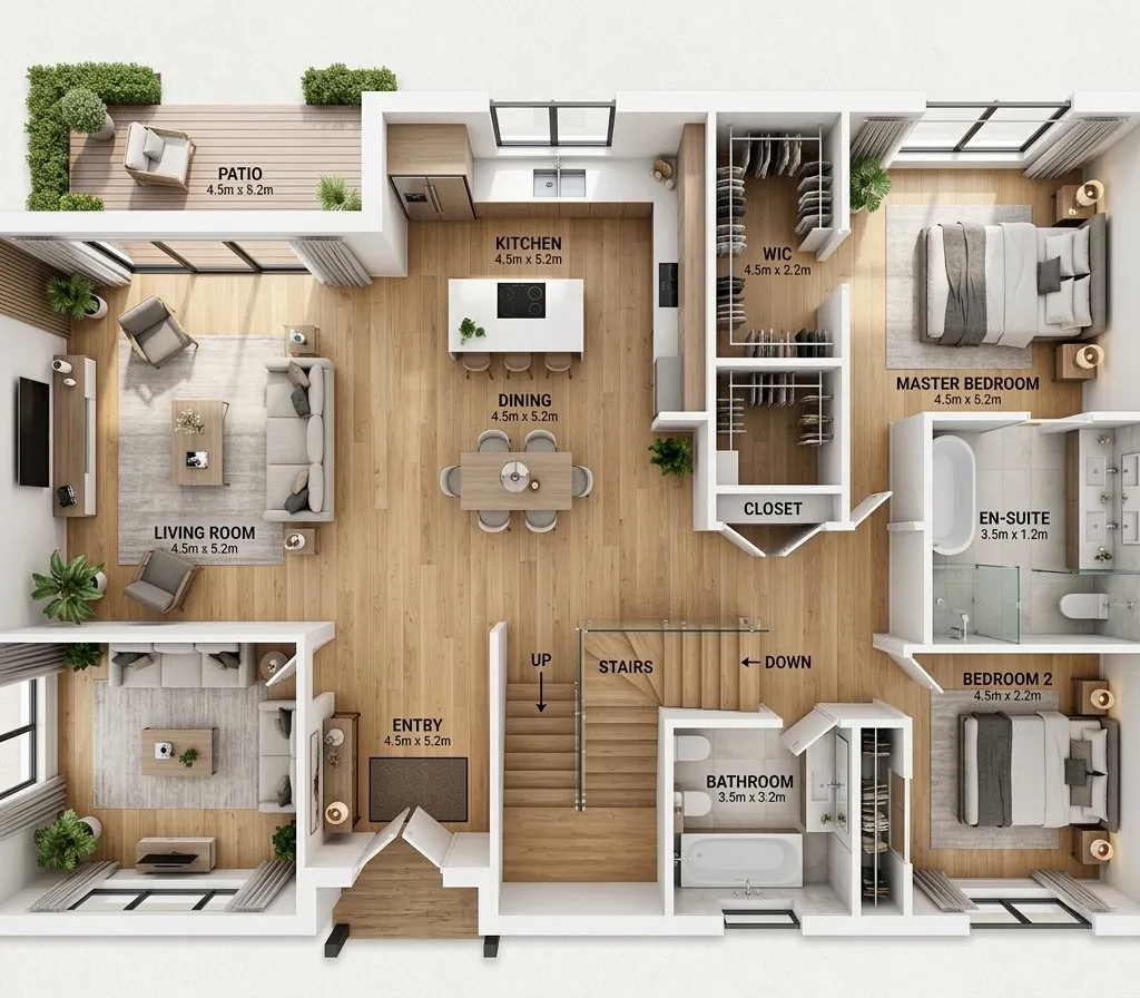 Infographic / Edu Visual - Modern Home Interior Architectural Blueprint Prompt