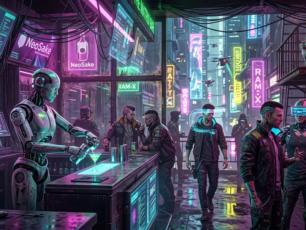Neon Noir Cyberpunk Mirrorworld Scene