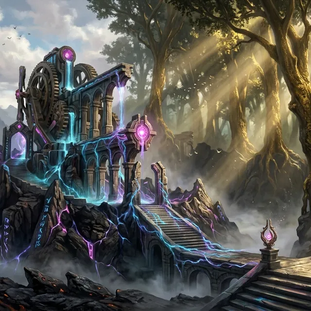 Romantic Unreal 5 Bioluminescent Fantasy Ruins