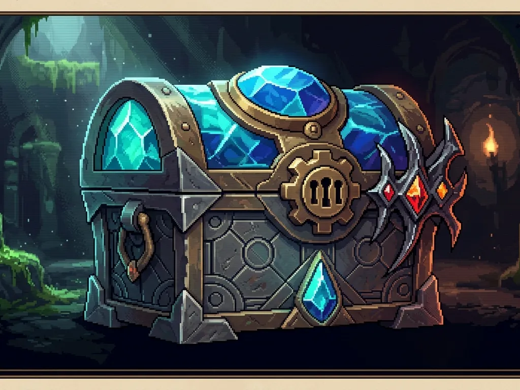 Cinematic Pixel Retro Treasure Chest Concept