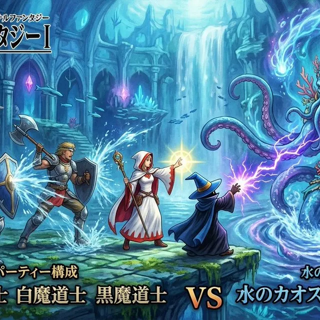 Game Asset - Final Fantasy Party vs. Kraken Image Generation