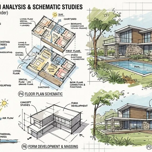 Infographic / Edu Visual - Prompt for a modern villa layout