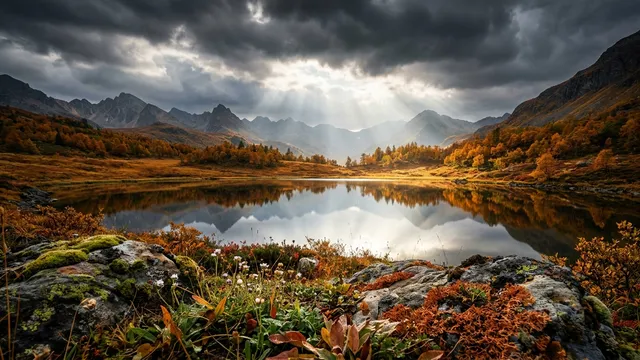 Ukiyo-e Autumn Storm Mirror Panorama