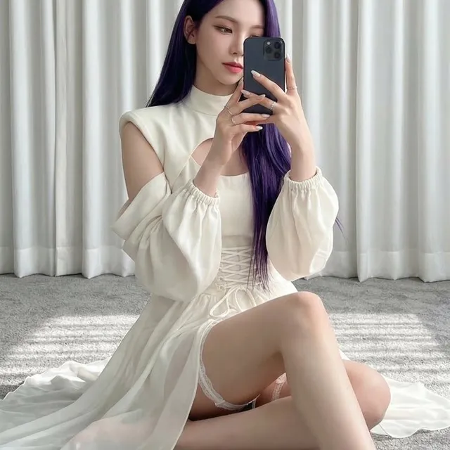 Product Marketing - Karina (aespa) in Ivory and Purple Hair