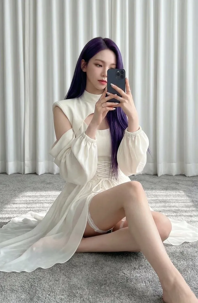 Product Marketing - Karina (aespa) in Ivory and Purple Hair