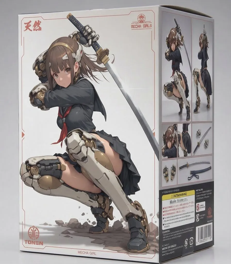 Game Asset - Samurai Mecha Girl Figure