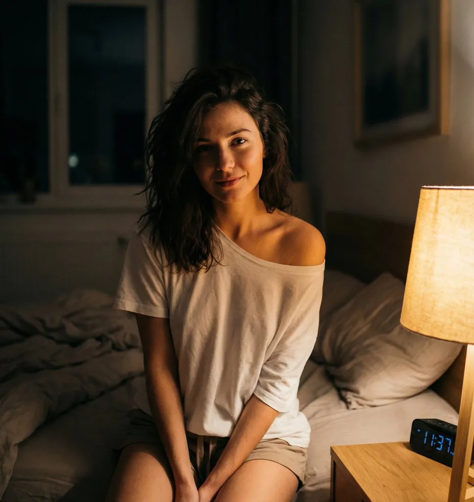 Profile / Avatar - Intimate Nighttime Bedroom Portrait (iPhone Style)