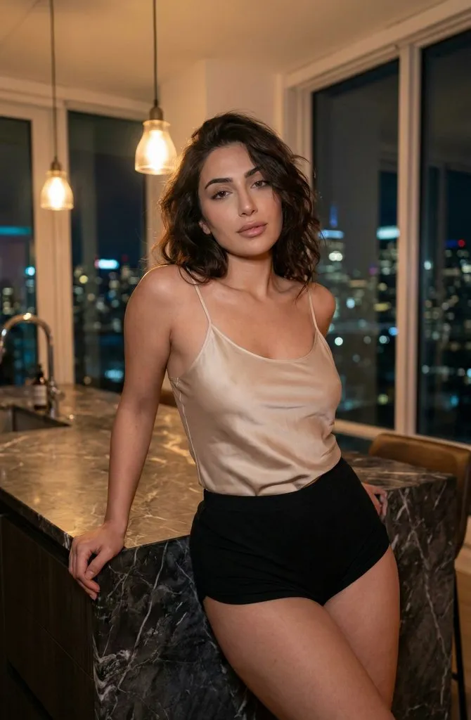 Profile / Avatar - Low-Light Kitchen Portrait (Persian/Middle Eastern)