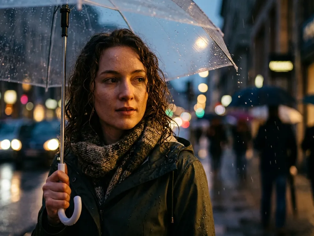 Cinematic Caravaggio Rain Portrait