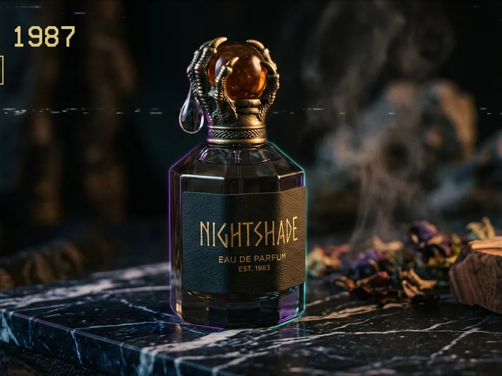 Dark Fantasy Synthwave Perfume Macro Portrait